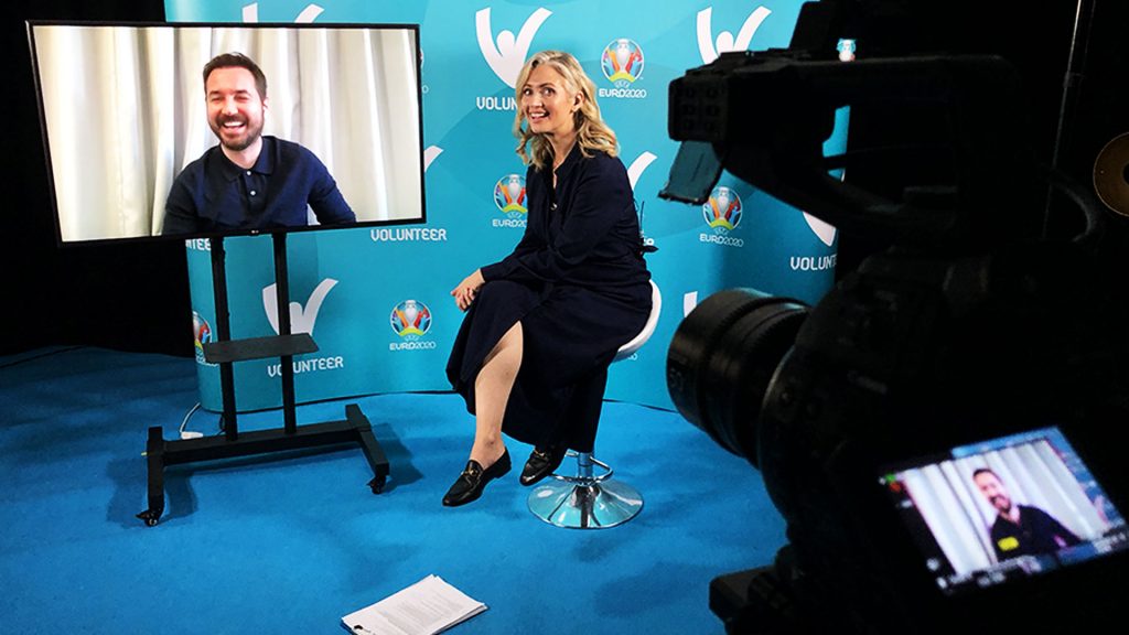 Sky Sports presenter Hayley McQueen interviews James McFadden.